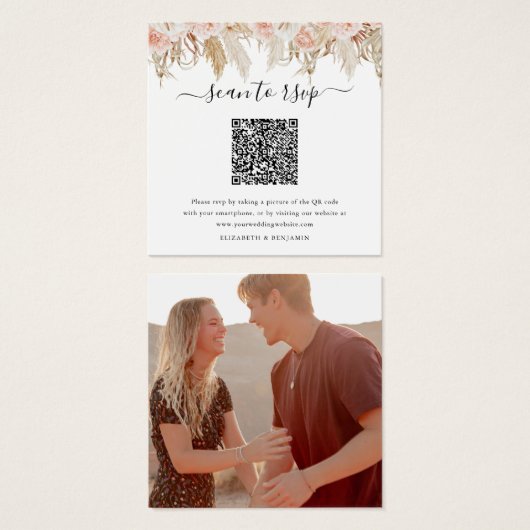 Carte de réponse de mariage avec code QR de l'herb (Devant & derrière)
