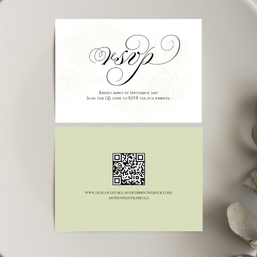Carte de réponse de mariage avec code QR en écritu