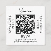 Carte de réponse de mariage avec code QR et texte  (Devant)