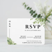 Carte de Réponse de Mariage avec Code QR Feuilles (Debout devant)