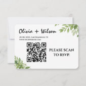 Carte de Réponse de Mariage avec Code QR Feuilles (Dos)