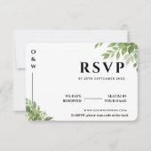 Carte de Réponse de Mariage avec Code QR Feuilles (Devant)