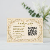 Carte de réponse de mariage avec code QR Filigree  (Debout devant)