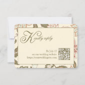 Carte de réponse de mariage avec code QR floral vi (Devant)