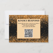 Carte de réponse de mariage avec code QR paillette (Devant)