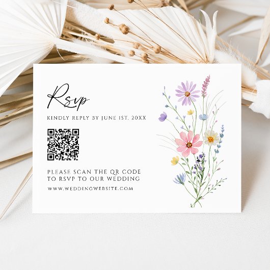 Carte de réponse de mariage avec code QR pour jard