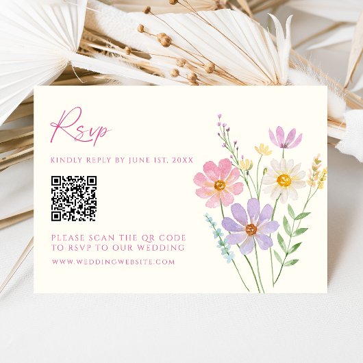 Carte de réponse de mariage avec code QR pour jard