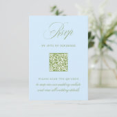 Carte de réponse de mariage avec code QR Sage Gree (Debout devant)