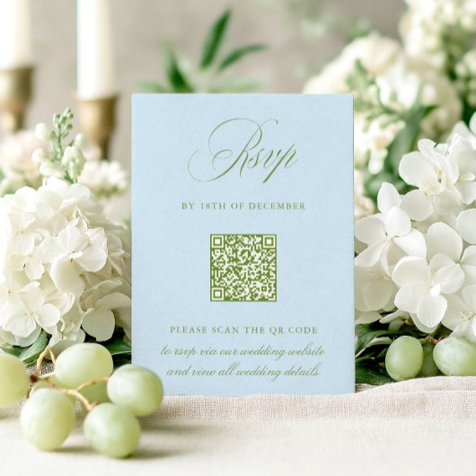 Carte de réponse de mariage avec code QR Sage Gree