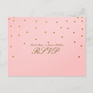 Carte de réponse de mariage avec confettis rose et