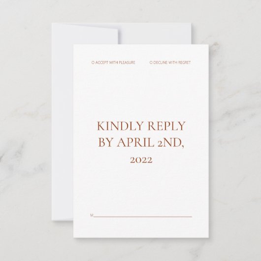 Carte de réponse de mariage avec déclaration audac (Devant)