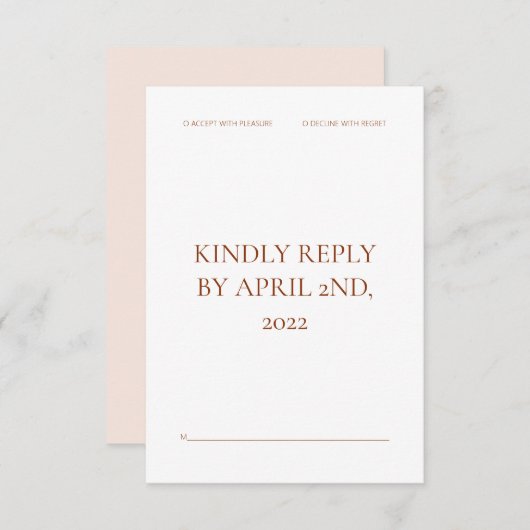 Carte de réponse de mariage avec déclaration audac (Devant / Derrière)