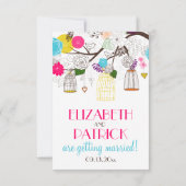 Carte de réponse de mariage avec des cages à oisea (Dos)