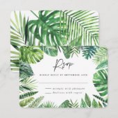 Carte de réponse de mariage avec feuillage de palm (Devant / Derrière)
