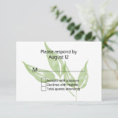 Carte de réponse de mariage avec feuillage vert (Debout devant)