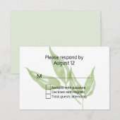 Carte de réponse de mariage avec feuillage vert (Devant / Derrière)