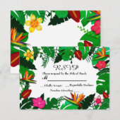 Carte de réponse de mariage avec feuilles et fleur (Devant / Derrière)