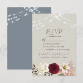 Carte de réponse de mariage avec guirlande lumineu (Devant / Derrière)