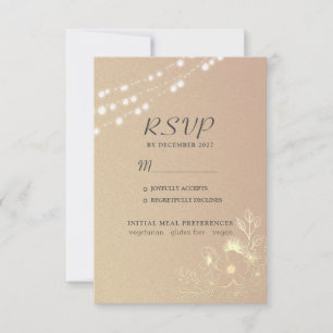 Carte de réponse de mariage avec guirlande lumineu