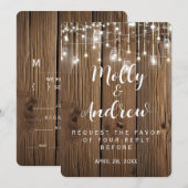 Carte de réponse de mariage avec guirlande rustiqu (Devant / Derrière)