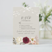 Carte de réponse de mariage avec guirlandes rustiq (Debout devant)