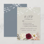 Carte de réponse de mariage avec guirlandes rustiq (Devant / Derrière)