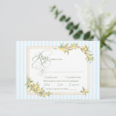 Carte de réponse de mariage avec menu et rayure cô (Debout devant)