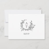 Carte de réponse de mariage avec monogramme de bla (Dos)