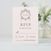 Carte de réponse de mariage avec monogramme de crê (Debout devant)