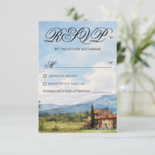 Carte de réponse de mariage avec paysage de la cam