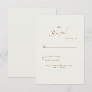 Carte de réponse de mariage avec police moderne Cr
