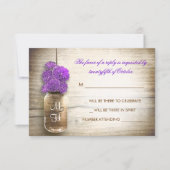 Carte de réponse de mariage avec pot Mason et fleu (Devant)