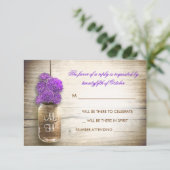 Carte de réponse de mariage avec pot Mason et fleu (Debout devant)