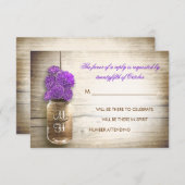 Carte de réponse de mariage avec pot Mason et fleu (Devant / Derrière)