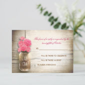 Carte de réponse de mariage avec pot Mason et fleu (Debout devant)