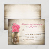 Carte de réponse de mariage avec pot Mason et fleu (Devant / Derrière)