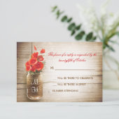 Carte de réponse de mariage avec pot Mason et fleu (Debout devant)