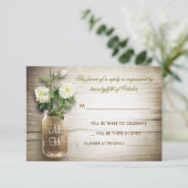 Carte de réponse de mariage avec pot Mason et fleu (Debout devant)