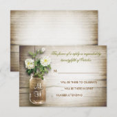 Carte de réponse de mariage avec pot Mason et fleu (Devant / Derrière)