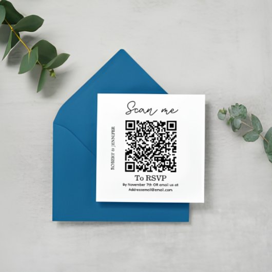 Carte de réponse de mariage avec QR Code élégant, 