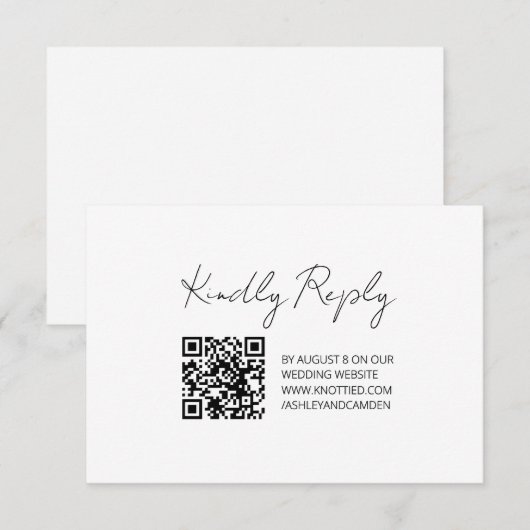 Carte de réponse de mariage avec QR Code moderne (Devant / Derrière)