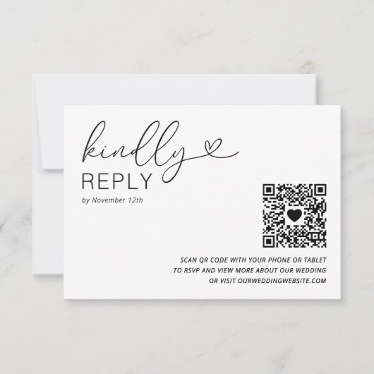 Carte de réponse de mariage avec QR Code moderne (Devant)