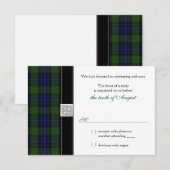 Carte de réponse de mariage avec tartan moderne Gu (Devant / Derrière)
