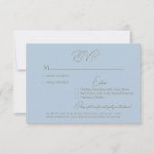 Carte de réponse de mariage avec texte doré bleu c (Devant)