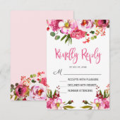 Carte de réponse de mariage avec typographie flora (Devant / Derrière)