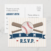 Carte de réponse de mariage avec un baseball perso (Devant / Derrière)