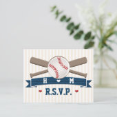 Carte de réponse de mariage avec un baseball perso (Debout devant)