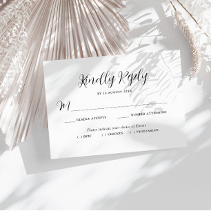 carte de réponse de mariage avec un choix de repas