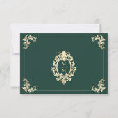Carte de réponse de mariage baroque vert émeraude  (Dos)