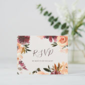 Carte de réponse de mariage beige floral orange de (Debout devant)